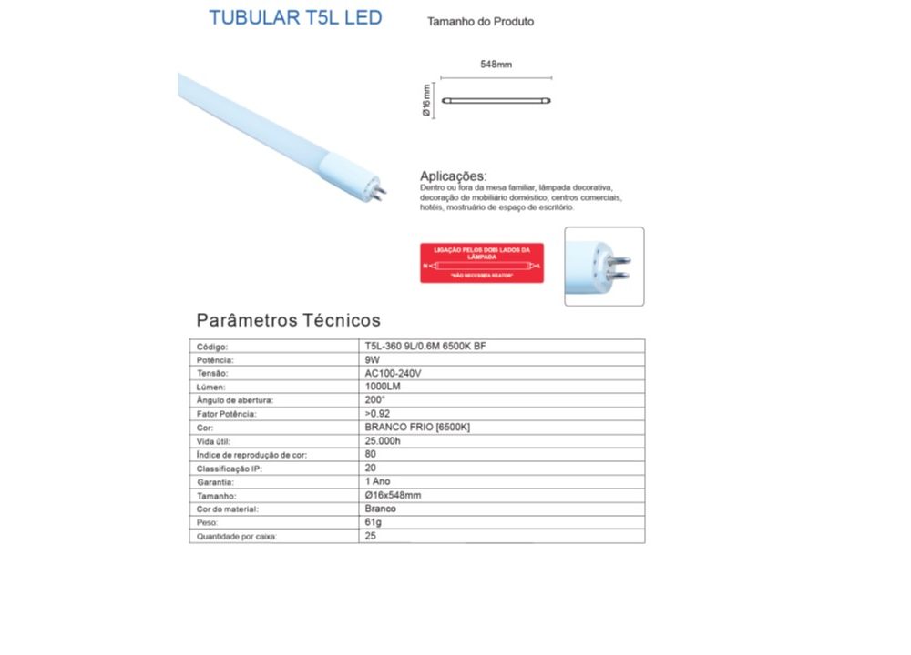LAMPADA LED T5L-360  9L/0.6M BF (2L)
